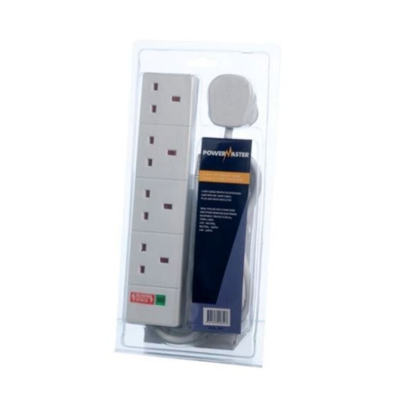4 Way Extension Lead With 2 Metre Cable and Surge Protection