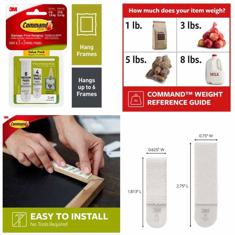 3M Command Pic Hanging Strips 4s/8m 3m