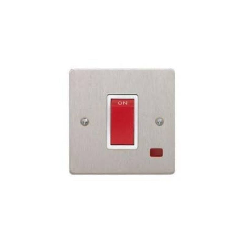 Satin Chrome 45a 1gang Cooker Switch