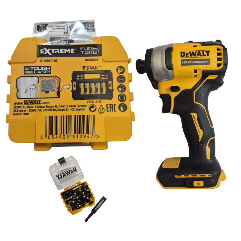 DEWALT DCF809N 18V XR Brushless Impact Driver – Body Only (with FREE Bit Set & Holder)