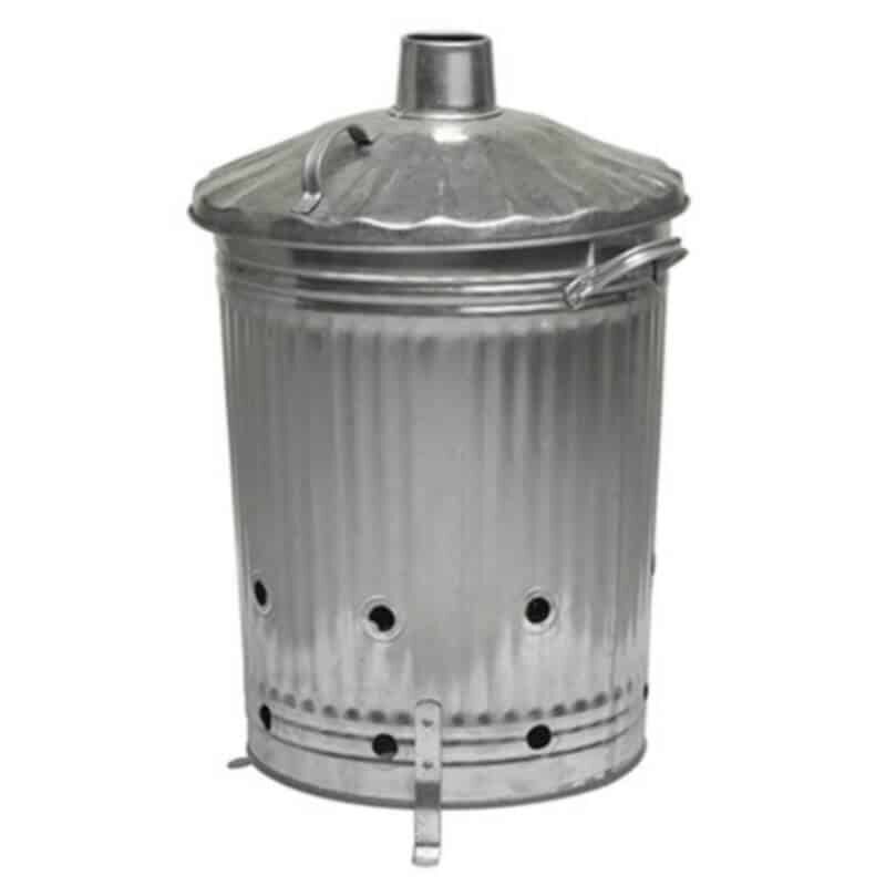 Galvanised Incinerator Bin With Chimney Lid