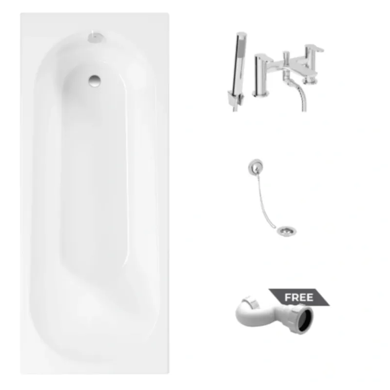 Lotus 1700x700 Bath Bundle | Mixer Tap, Waste & Trap