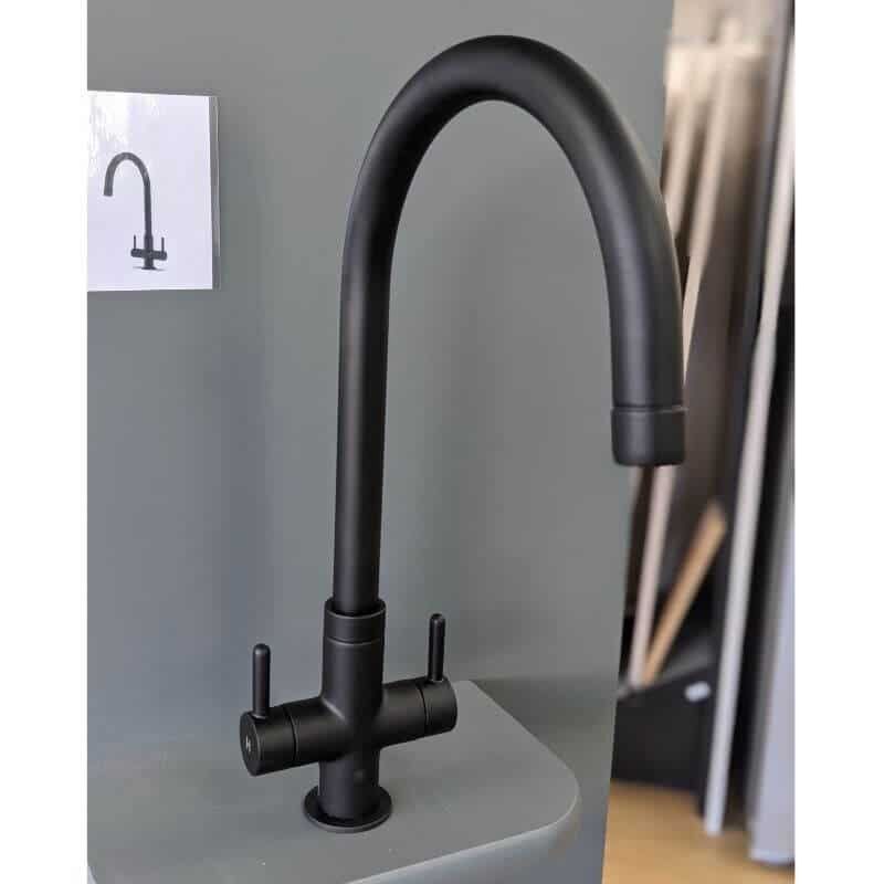 Matt Black Kitchen Tap - Monobloc Single Flow Mixer Tap