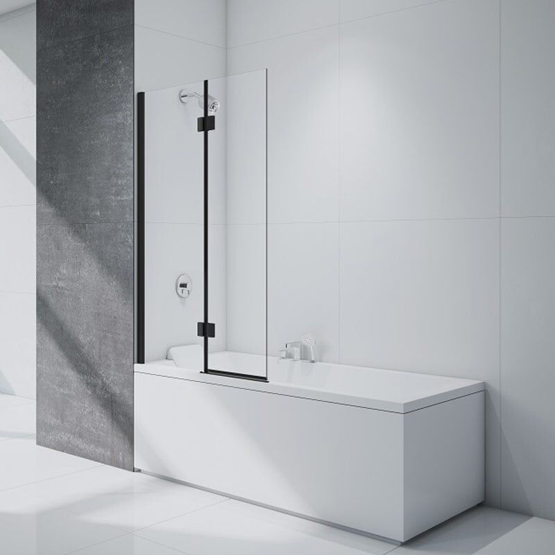 Merlyn Black Hinged 2 Panel Bath Screen