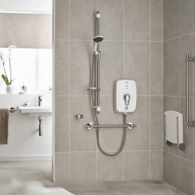 Omnicare Design 9.5kW Thermostatic Electric Shower – Safe, Inclusive, and Stylish