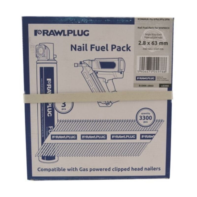Rawlplug 2.8mm x 63mm Galvanised Ring Nails - 3300 pack