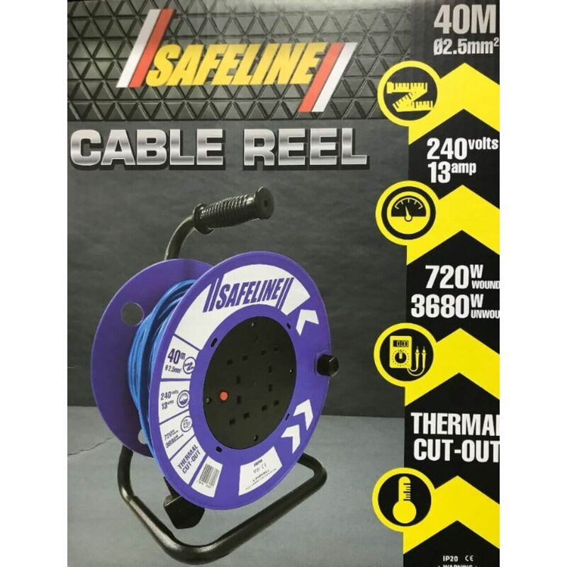 Blue 13amp Cable Reel- 40mtr 220v