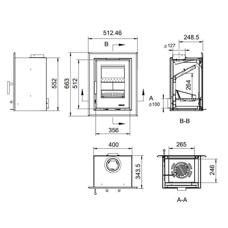 C400 Eco Stove - Insert Solid Fuel Stove drawings