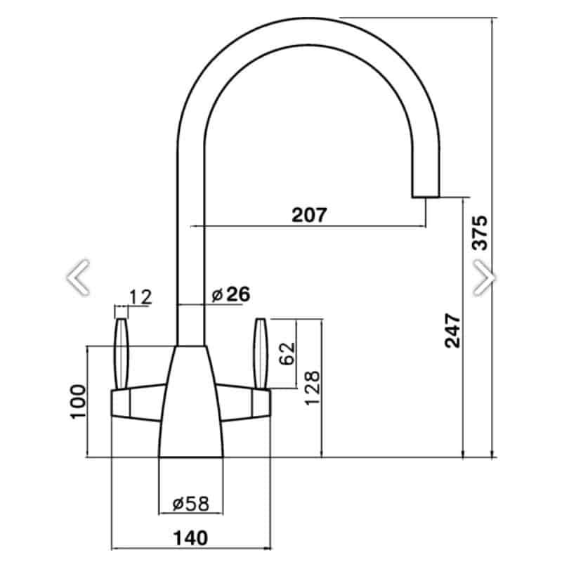 Clearwater Tutti Tap Kitchen Tap sizes