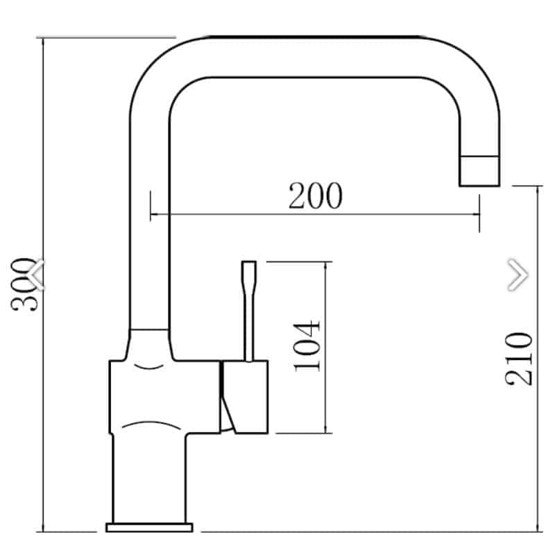 Side Lever Square Kitchen Taps sizing