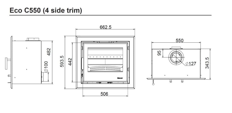 C550 Eco Stove sizing four side trim