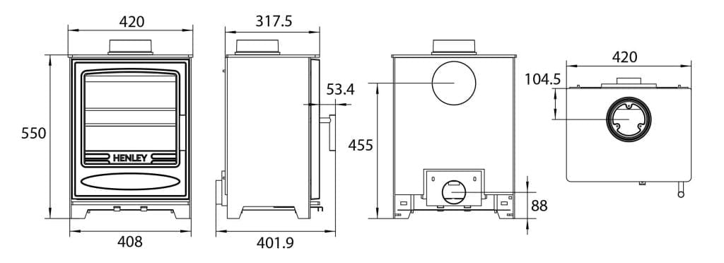 Henley Ascot Stove 5kw drawing